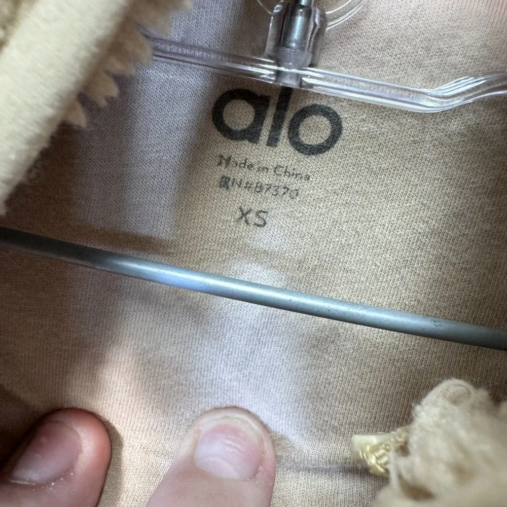 Alo Yoga Pullover Women XS Sherpa Quarter Zip Tan Cropped EUC